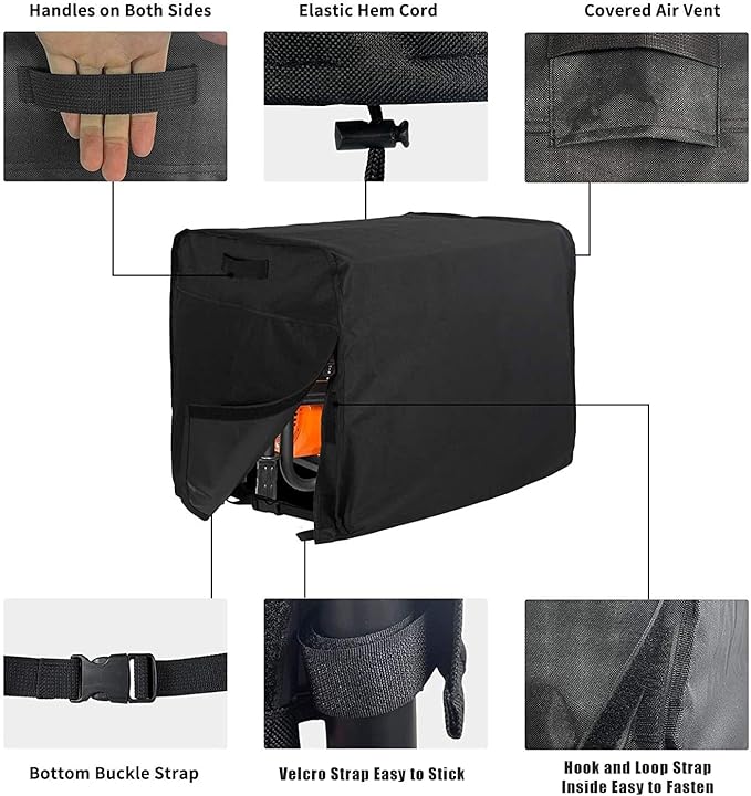 Outdoor Generator Cover for Generac iQ3500 3500W-2700W, 420D Heavy Duty Water-Resistant Portable Generator Cover, Rain & Dirt Protection with Windproof Buckle Straps,C C normal - Image 5