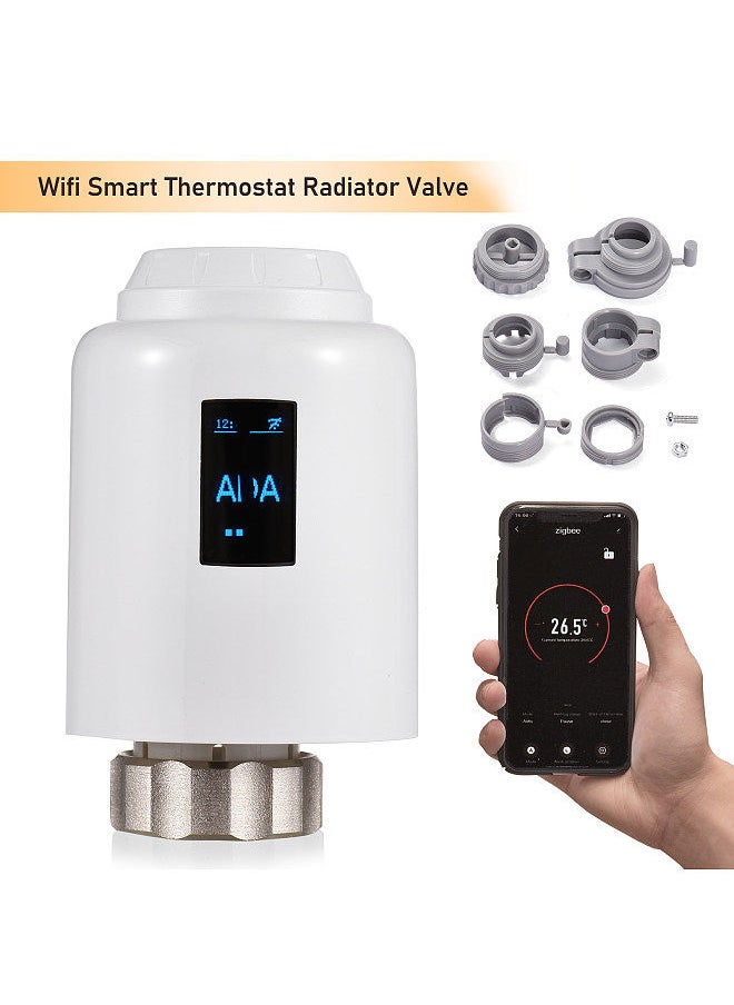 Generic - Thermostatic Radiator Valve Programmable Smart Radiator Thermostat APP Control Voice Control with OLED Screen Compatible with Alexa Google Assistant Window Opened Detection Anti Freezing - Image 1
