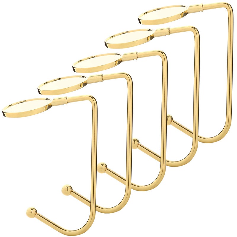 Sunshane 5 Pieces Christmas Stocking Holders Mantel Hooks Hanger Christmas Safety Hang Grip Stockings Clip for Christmas Party Decoration Gold - Image 2