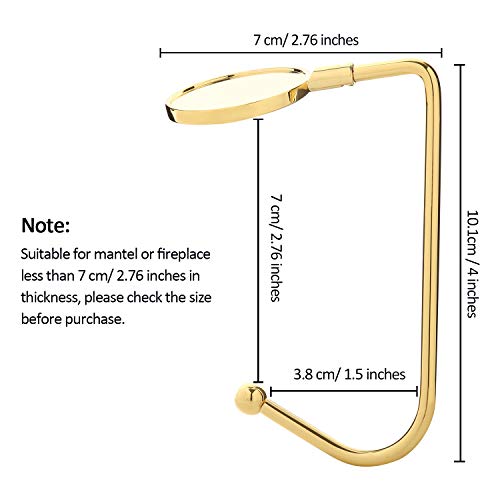 Sunshane 5 Pieces Christmas Stocking Holders Mantel Hooks Hanger Christmas Safety Hang Grip Stockings Clip for Christmas Party Decoration Gold - Image 3