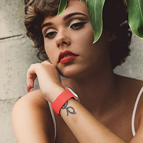 Mugust Sport Bands Compatible with Apple Watch Band 42mm 41mm 45mm 49mm 40mm 44mm 38mm 42mm 46mm, Silicone Waterproof Strap for iWatch Series 10 9 8 7 6 5 4 3 2 1 Ultra 2/Ultra SE/SE 2 Women Men (Red, 42mm/44mm/45mm/49mm) - Image 4