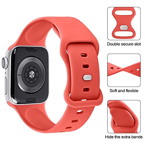 Mugust Sport Bands Compatible with Apple Watch Band 42mm 41mm 45mm 49mm 40mm 44mm 38mm 42mm 46mm, Silicone Waterproof Strap for iWatch Series 10 9 8 7 6 5 4 3 2 1 Ultra 2/Ultra SE/SE 2 Women Men (Red, 42mm/44mm/45mm/49mm) - Image 2
