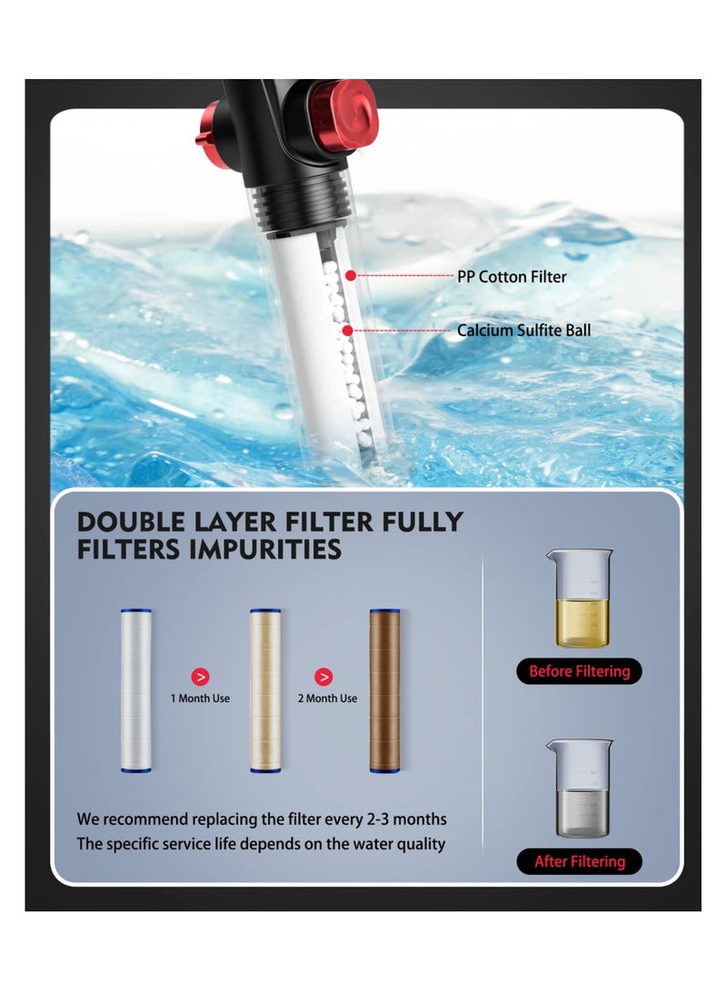 SYOSI رأس دش عالي الضغط، رأس دش مزدوج الوجه مع فلتر، رأس دش بخاصية 3 أوضاع نفاثة لتوفير الطاقة لرأس دش سبا، دش مطري، مساعد | زر إيقاف ذكي يوفر الماء والطاقة - Image 4