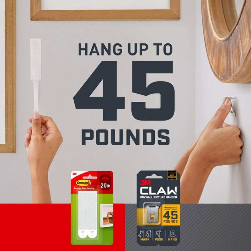 Command and 3M Claw Picture Hanging Kit, 10 lb Medium Picture Hanging Strips 8 Pairs (16 Strips) and 45, 25, & 15 lb 3M Claw Picture Hangers, Hanging Picture Frames for Home Decor and Room Decor - Image 2