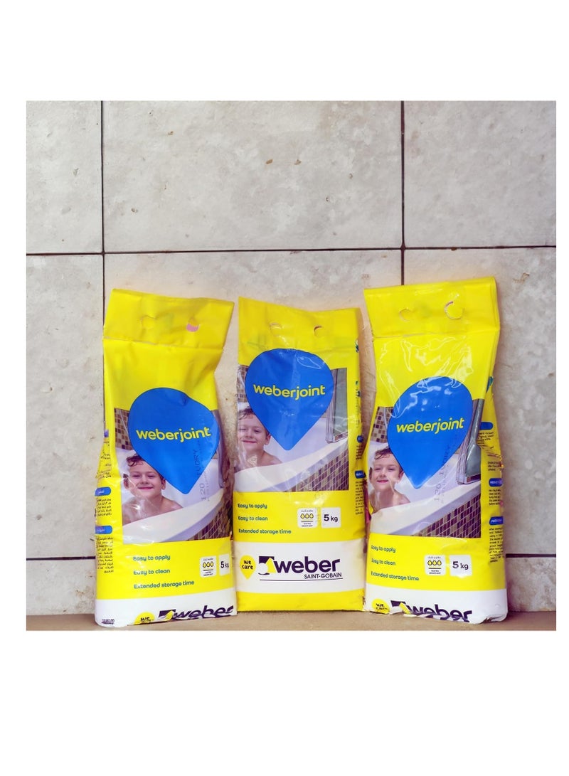 Weber مونة بلاط قائمة على الأسمنت مزيج مسبق من مونة مفاصل البلاط 5 كجم (كابتشينو) - Image 2