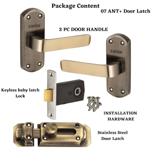 SARDAR 07 Antique 5" Iron Bathroom Door Handle Set with Keyless Baby Latch-Tower Bolt/Push to Close Latch (with Door Latch) - Image 3