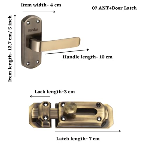 SARDAR 07 Antique 5" Iron Bathroom Door Handle Set with Keyless Baby Latch-Tower Bolt/Push to Close Latch (with Door Latch) - Image 2