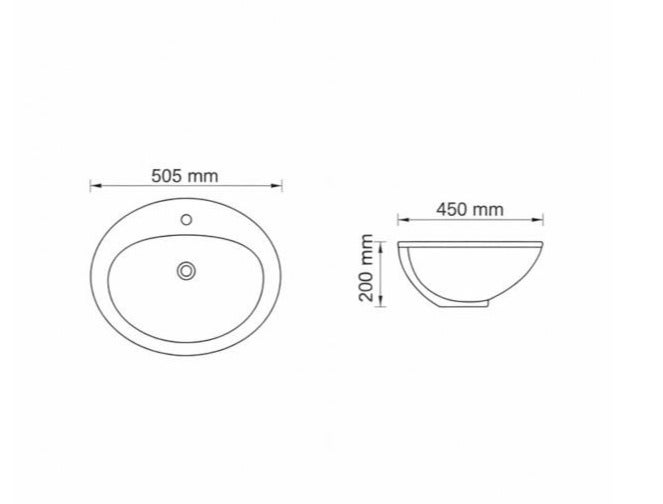 OCEANIC OCE-ZT-1901 Above Counter Wash Basin Glossy White Oval Ceramic Sink - Image 2