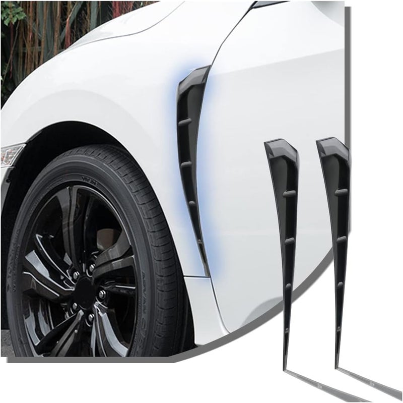 JNNJ 2PCS Car Fender Side Vents, Carbon Fiber Spoiler Body Decoration Cover, PET Fender Decorative Sticker Trim, Air Flow Intake Hole Grille, Auto Exterior Accessories for Most Cars(Black) - Image 1