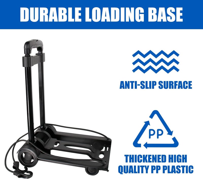 APOXCON Folding Hand Truck - Foldable Dolly With Two Wheels, Collapsible Cart With Adjustable Handle - Lightweight Trolley for Moving, Travel, Shopping, Office Use - Portable & Compact - Image 3