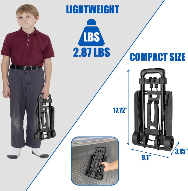 APOXCON Folding Hand Truck - Foldable Dolly With Two Wheels, Collapsible Cart With Adjustable Handle - Lightweight Trolley for Moving, Travel, Shopping, Office Use - Portable & Compact - Image 4