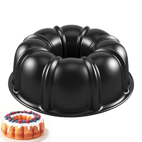 Shinsin 10 Cake Pan Nonstick Fluted Cake Pan Buntz Pound Cake MoldTube BakewareBaking Mold for JelloGelatinChocoflan Non Toxic Easy Clean Black - Image 1