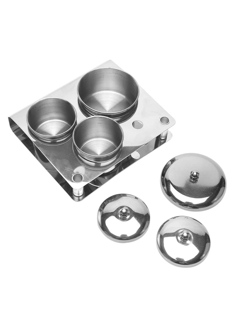 LVOERTUIG 3PCS Professional Stainless Steel Acrylic Nail Tips Cup Dappen Dish Liquid Powder Holder Container Nail Art Equipment Tools (Silver) 