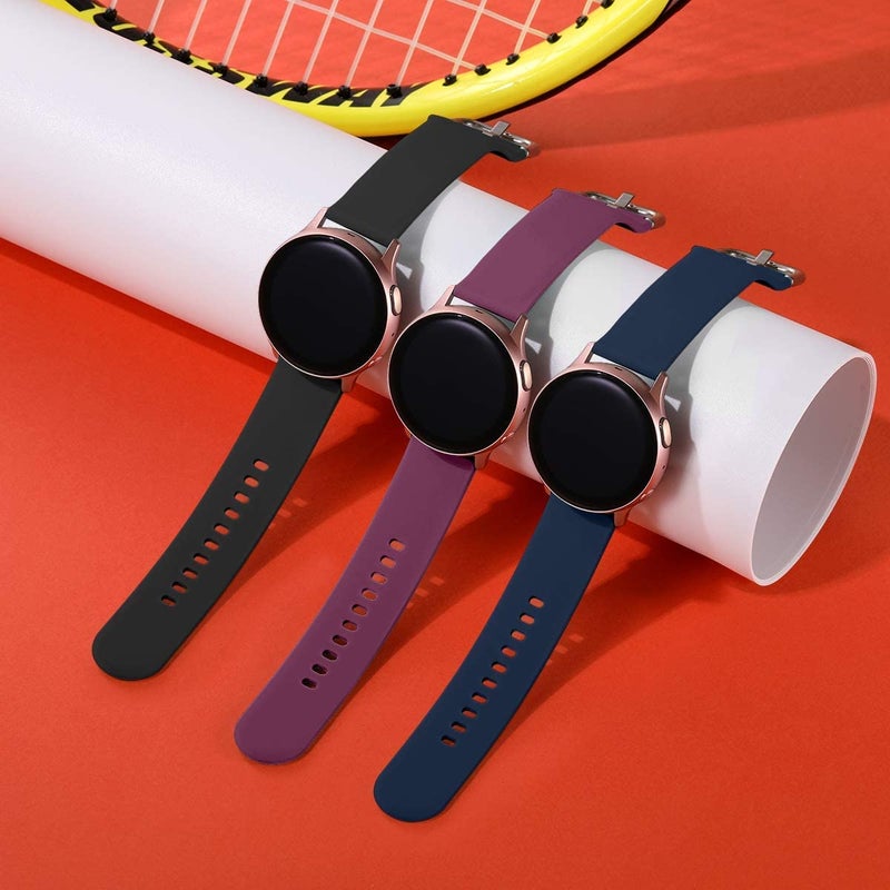 Lerobo Compatible with Samsung Galaxy Watch Active 2 40mm 44mm/3 41mm, Active Bands, Galaxy Watch Bands 42mm, 20mm Silicone Sport Replacement Strap,3 Pack,Small - Image 2