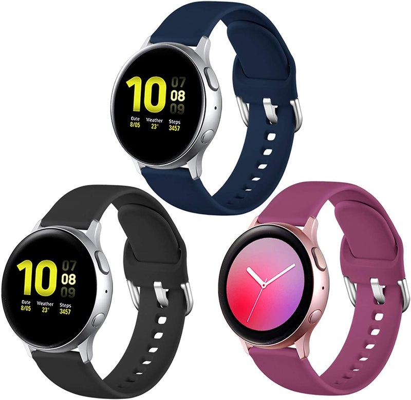 Lerobo Compatible with Samsung Galaxy Watch Active 2 40mm 44mm/3 41mm, Active Bands, Galaxy Watch Bands 42mm, 20mm Silicone Sport Replacement Strap,3 Pack,Small - Image 1