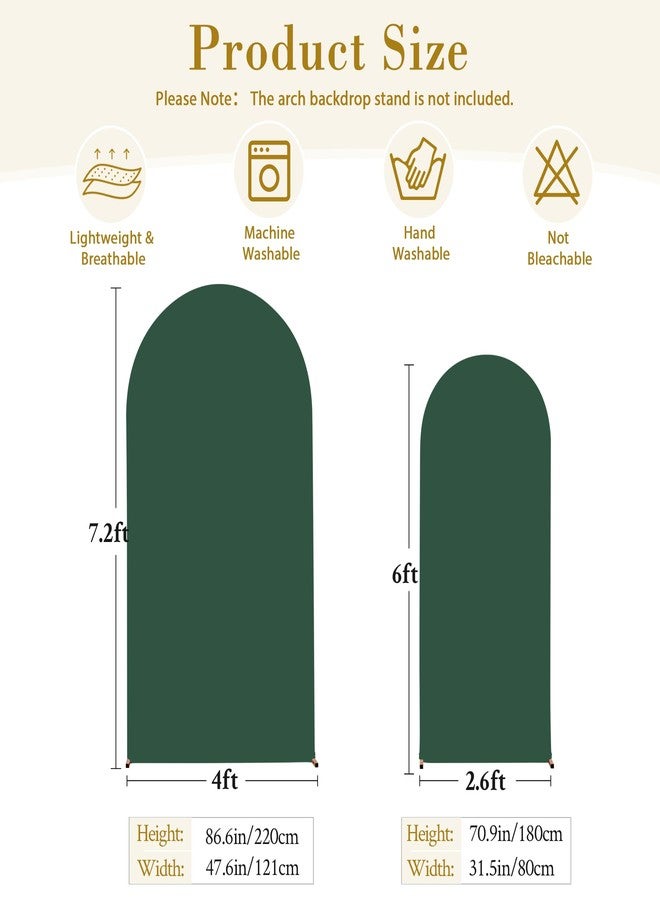 سوبرومو غطاء قوس أخضر غامق، طقم من قطعتين - 7.2 قدم، غطاء خلفية قوس بطول 6 أقدام، مصنوع من قماش سباندكس، أغطية حوامل أقواس الزفاف لحفلات أعياد الميلاد، وحفلات استقبال المولود، وحفلات الزفاف، وحفلات الولائم، وخلفيات الصور. - Image 5
