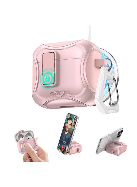 Bracket Magnetic Airpods 4 Generation Earphone Case Suitable For Apple Earphone Protective Case AirpodsPro2 Protective Case-Colour:Pink-Applicable Model:Airpods 4（2024）