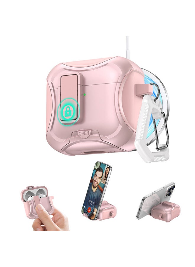 Generic - Bracket Magnetic Airpods 4 Generation Earphone Case Suitable For Apple Earphone Protective Case AirpodsPro2 Protective Case-Colour:Pink-Applicable Model:Airpods 4（2024） - Image 1
