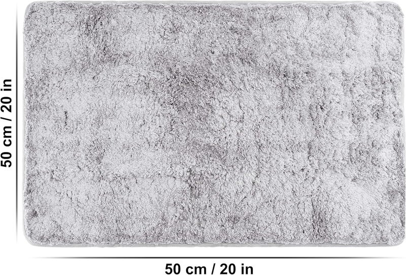 FLUFFY Bath Mat Made of Microfiber with Non-Slip Bottom (20 x 31 inch, Gray) - Image 3