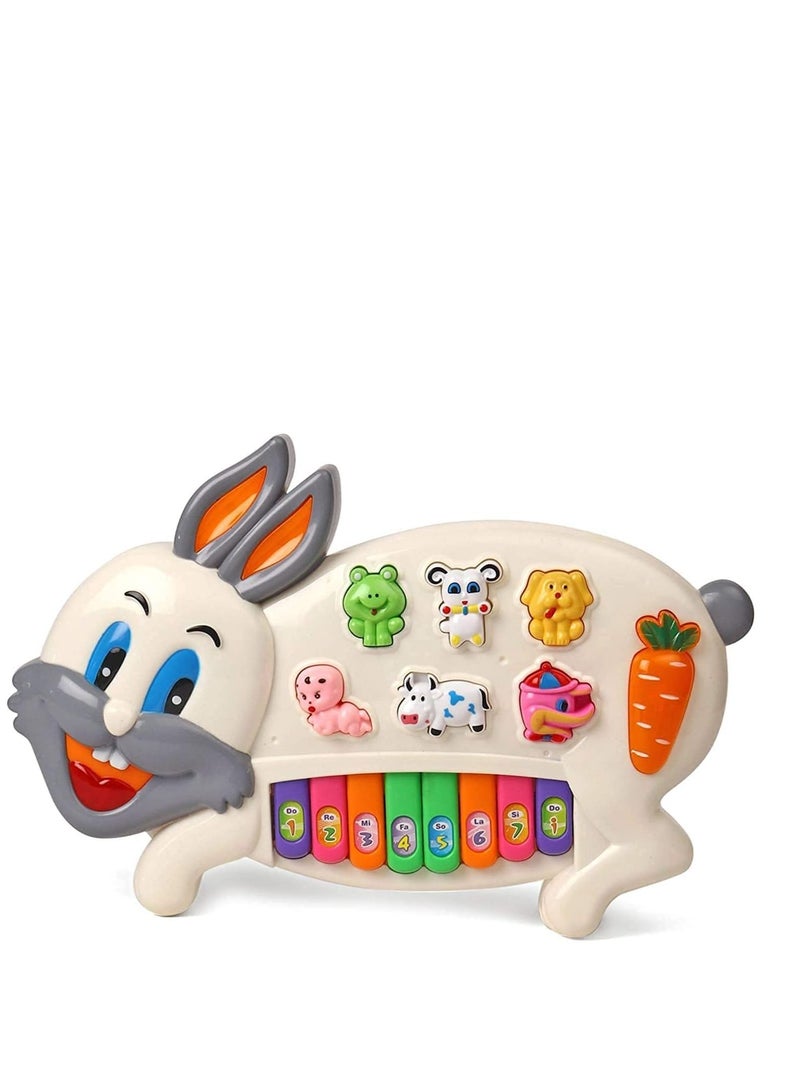 Toyporium Rabbit Musical Piano Keyboard with 3 Modes and Animal Sounds, Flashing Lights, Great Musical Toy for Kids, Multicolor - Image 2