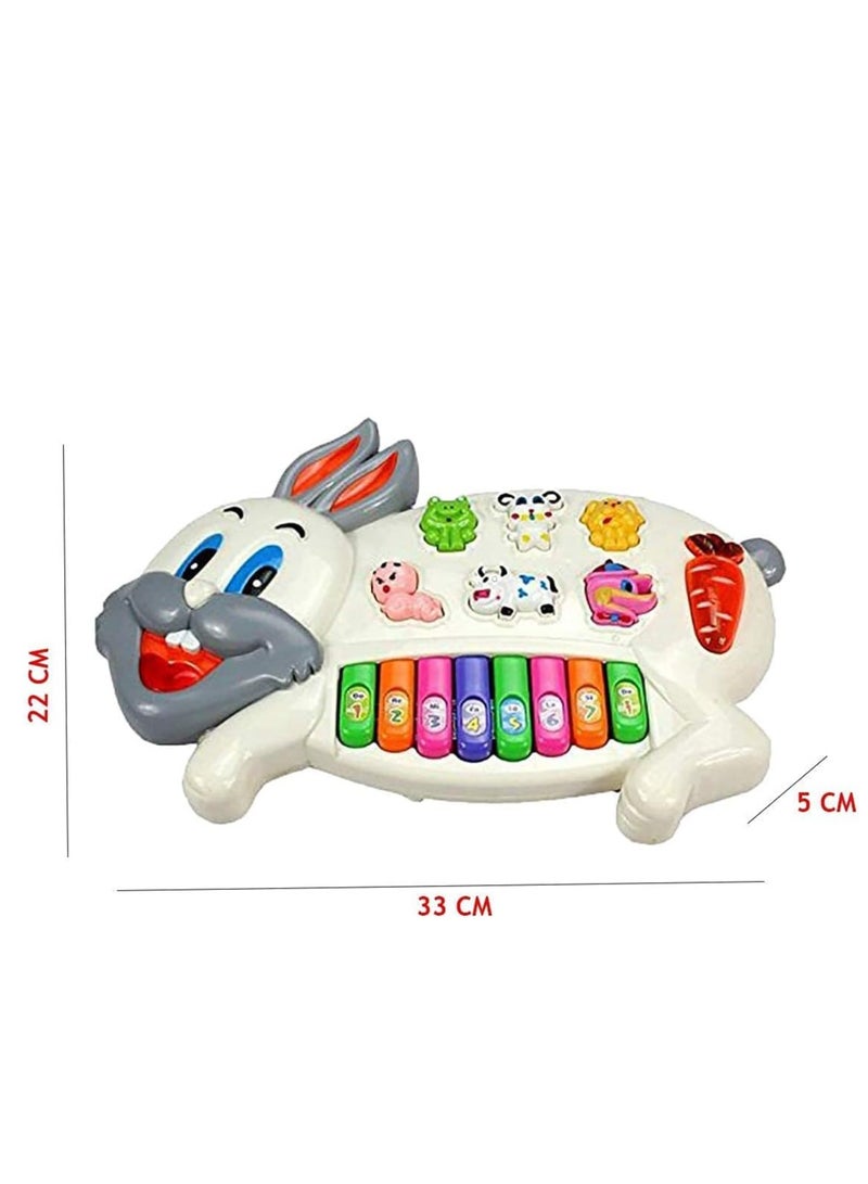 Toyporium Rabbit Musical Piano Keyboard with 3 Modes and Animal Sounds, Flashing Lights, Great Musical Toy for Kids, Multicolor - Image 3