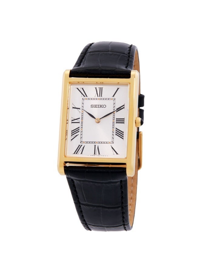 Seiko Classic Quartz Men's Watch, White Dial, Black Leather Strap SWR104P1 - Image 1