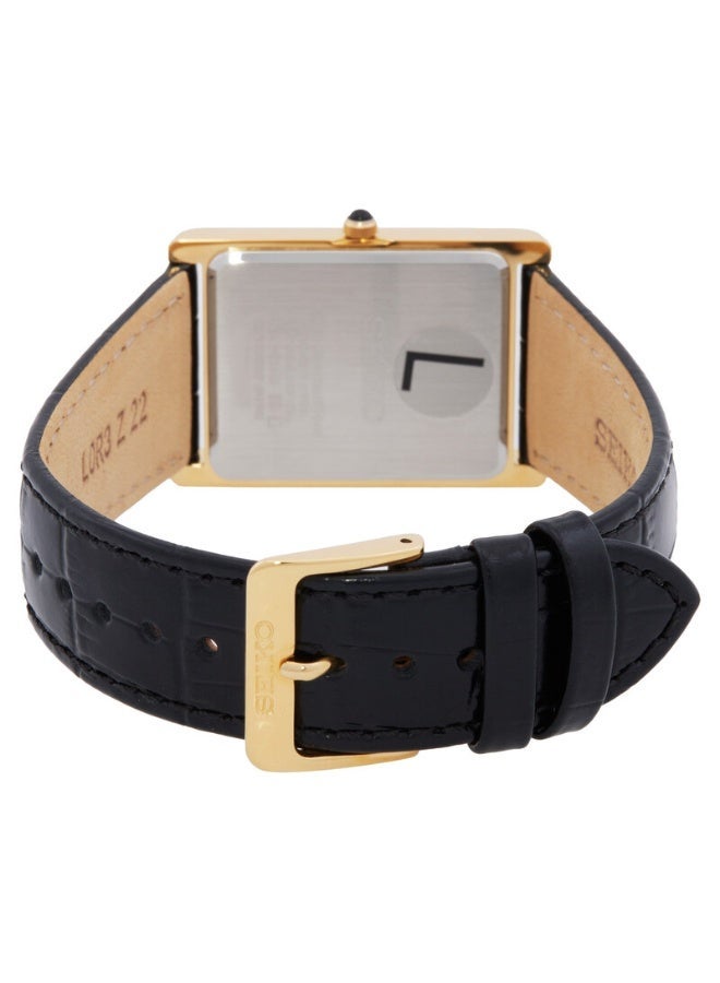 Seiko Classic Quartz Men's Watch, White Dial, Black Leather Strap SWR104P1 - Image 4