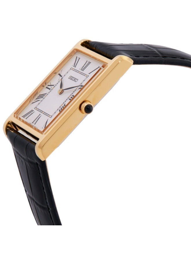 Seiko Classic Quartz Men's Watch, White Dial, Black Leather Strap SWR104P1 - Image 2