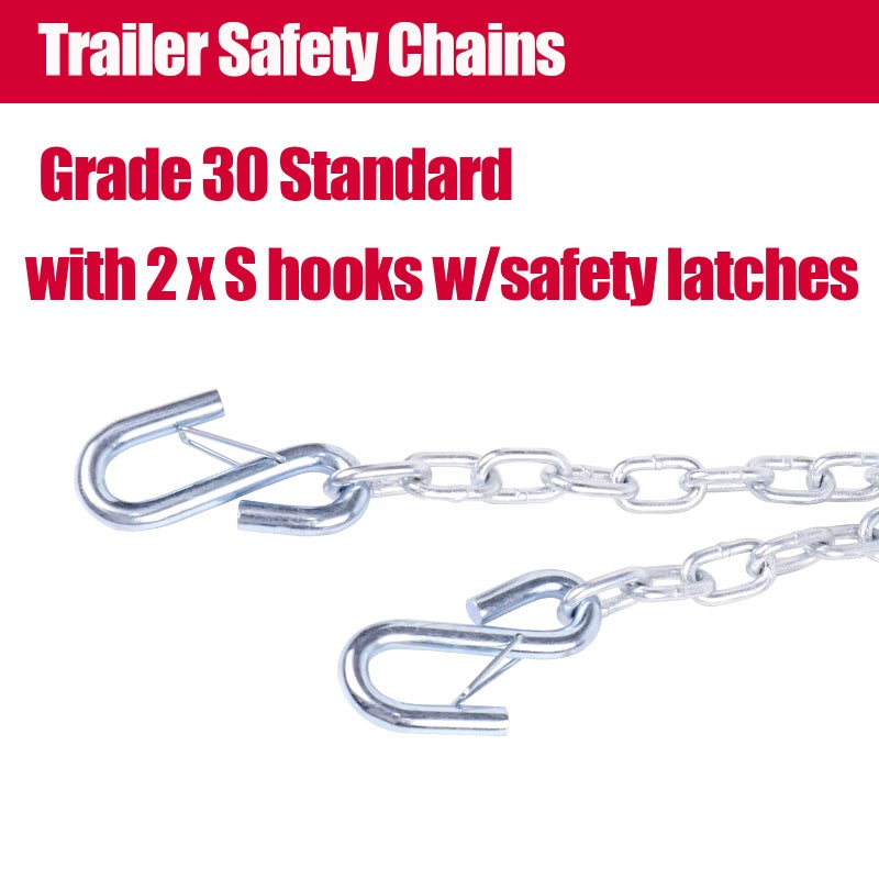 NBJINGYI 3/16" X 48" Trailer Safety Chain with Spring Clips Grade 30 with 2 S Hook 2PCS (3/16" X 48") - Image 4