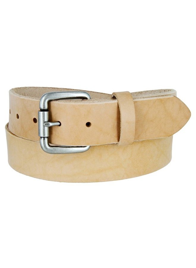 Belts.com حزام جلد طبيعي كامل الحبة مع مشبك دوار 1 1/2" (طبيعي، 34) - Image 1
