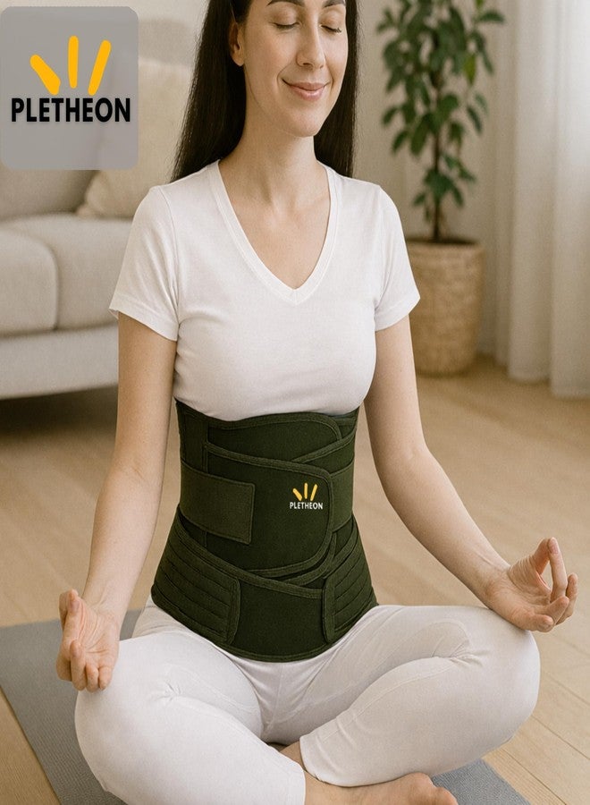 PLETHEON Post Pregnancy Abdominal Support for Women | Postpartum Tummy Compression Wrap | Adjustable One Size Fits 30-46 Inch Waist | C-Section Recovery, Waist & Back Support (Green, 3 IN 1) - Image 3