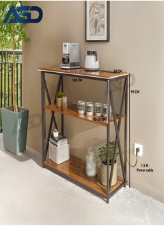 AGD 3-Tier Console Table with Charging Base with Storage Shelf and Power Outlet  - Image 1