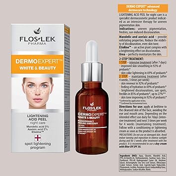 Flos Lek FLOSLEK Whitening Brightening Face Acid Night Peeling 30 ml Lightens Moisturizes Softens Evens Skin Colour Smoother Brighter Complexion Reduces the Intensity of Blemishes - Image 2