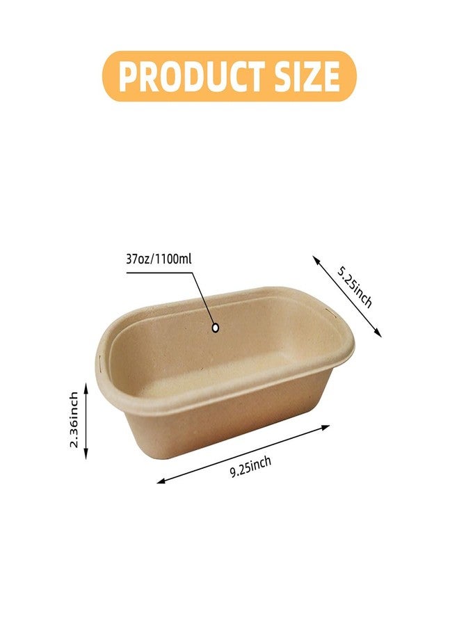 Odowalker Hyuetrsa 50 Pcs 37 Oz Bamboo Disposable Food Containers Compostable Take Out Food Containers with Lids Oval Food Container with Lids Biodegradable Bamboo for Kitchen Hot/Cold Use - Image 2