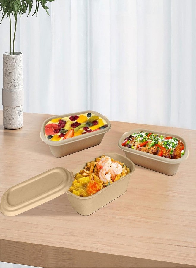 Odowalker Hyuetrsa 50 Pcs 37 Oz Bamboo Disposable Food Containers Compostable Take Out Food Containers with Lids Oval Food Container with Lids Biodegradable Bamboo for Kitchen Hot/Cold Use - Image 4