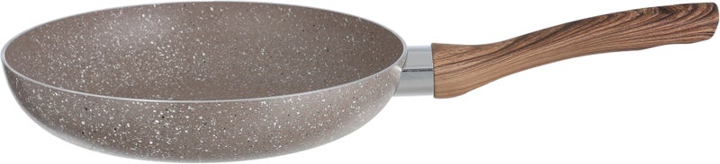 Rocky Granite Frying Pan, Wooden Handle, 24 Cm - Brown