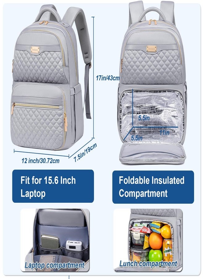 Weitars Lunch Backpack, Insulated Cooler Backpack 15.6 Inch Laptop Backpack For Women Men,Travel Backpack,Work Backpack, Gray, Large, Leisure - Image 5