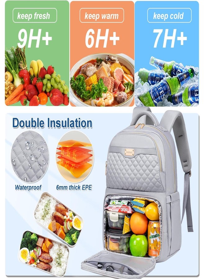 Weitars Lunch Backpack, Insulated Cooler Backpack 15.6 Inch Laptop Backpack For Women Men,Travel Backpack,Work Backpack, Gray, Large, Leisure - Image 3