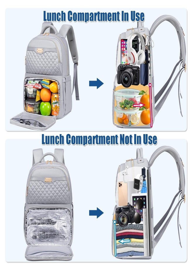 Weitars Lunch Backpack, Insulated Cooler Backpack 15.6 Inch Laptop Backpack For Women Men,Travel Backpack,Work Backpack, Gray, Large, Leisure - Image 4