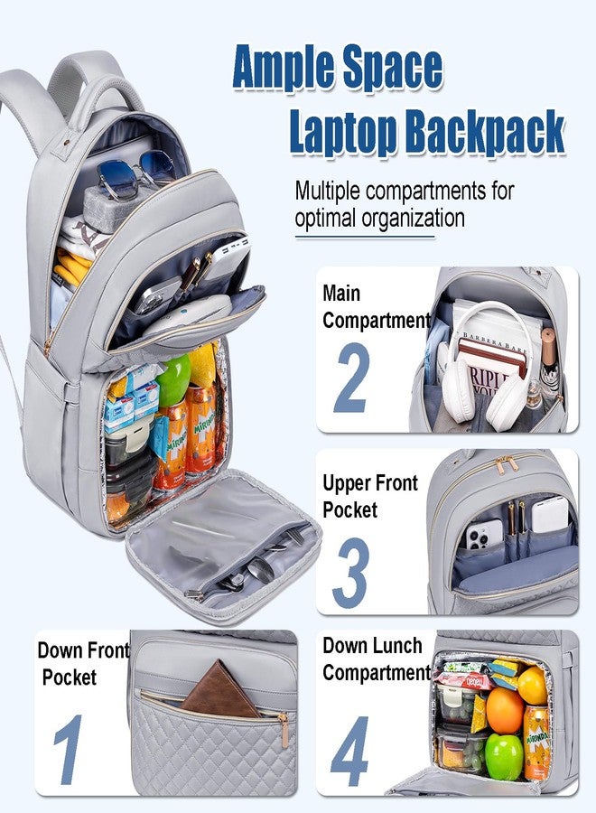 Weitars Lunch Backpack, Insulated Cooler Backpack 15.6 Inch Laptop Backpack For Women Men,Travel Backpack,Work Backpack, Gray, Large, Leisure - Image 2