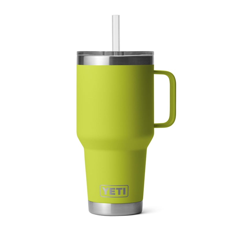 YETI Rambler 35 oz Tumbler with Handle and Straw Lid, Travel Mug Water Tumbler, Vacuum Insulated Cup with Handle, Stainless Steel, Chartreuse - Image 1