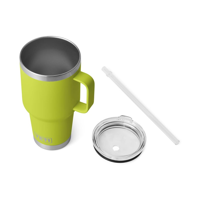 YETI Rambler 35 oz Tumbler with Handle and Straw Lid, Travel Mug Water Tumbler, Vacuum Insulated Cup with Handle, Stainless Steel, Chartreuse - Image 4