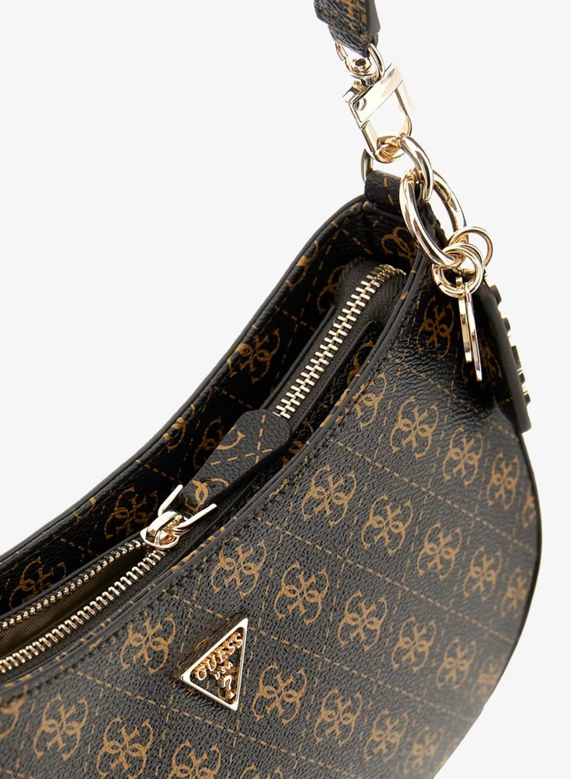 Guess Brown Logo Noelle Logo Zip Through Shoulder Bag for Women | Best Price UAE