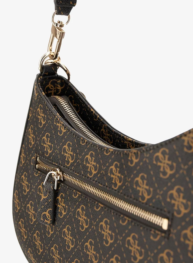 Guess Brown Logo Noelle Logo Zip Through Shoulder Bag for Women | Best Price UAE