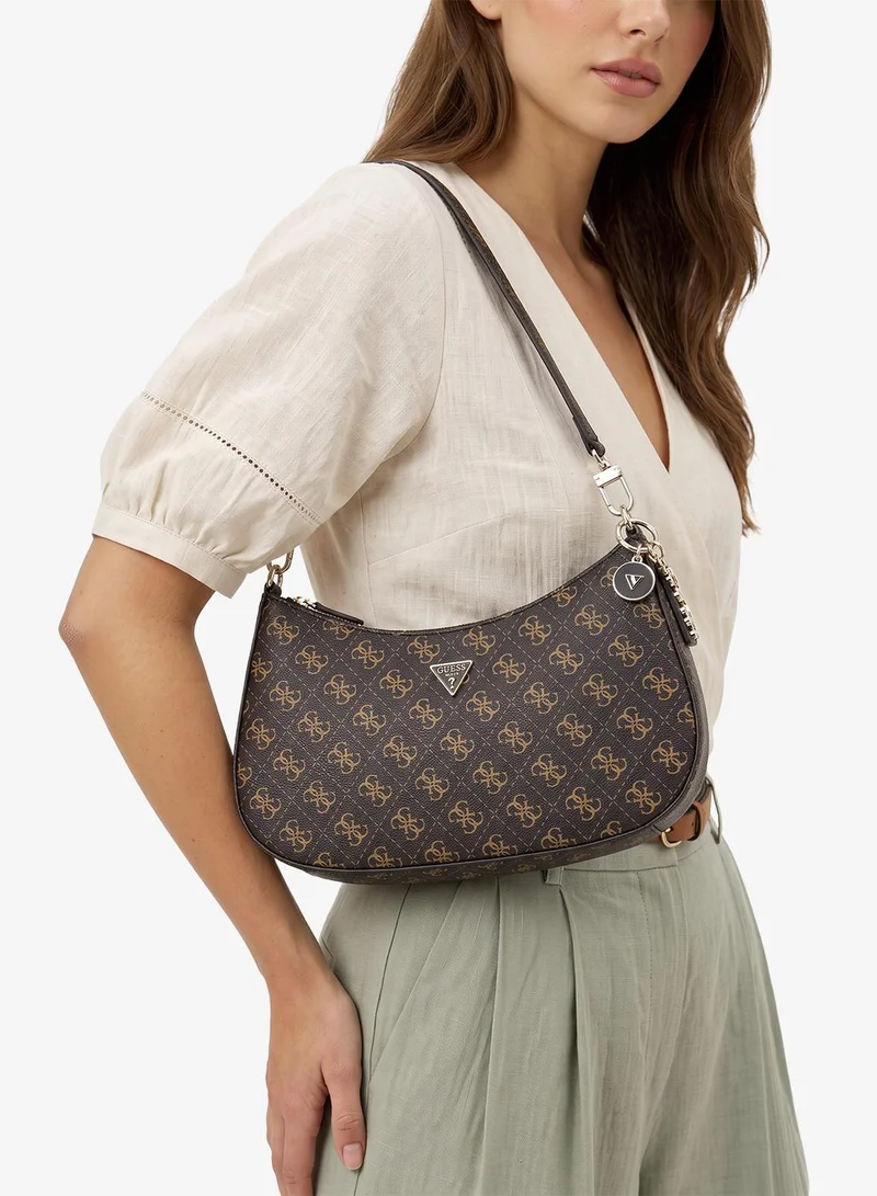 Guess Brown Logo Noelle Logo Zip Through Shoulder Bag for Women | Best Price UAE