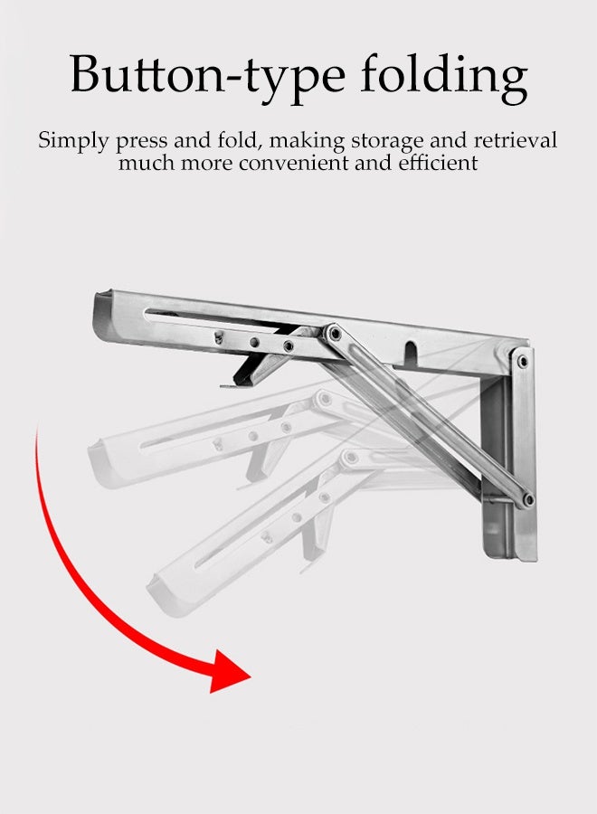 DUNISO 2 Pcs Folding Shelf Brackets,201 Stainless Steel Shelf Brackets,Wall Mounted Shelf Bracket,Space Saving,Sturdy and Durable,for Table Work Bench,8 inch - Image 4