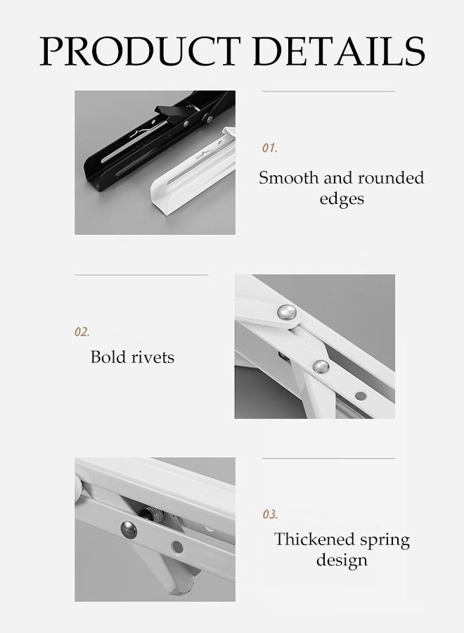 DUNISO 2 Pcs Folding Shelf Brackets,201 Stainless Steel Shelf Brackets,Wall Mounted Shelf Bracket,Space Saving,Sturdy and Durable,for Table Work Bench,8 inch - Image 3