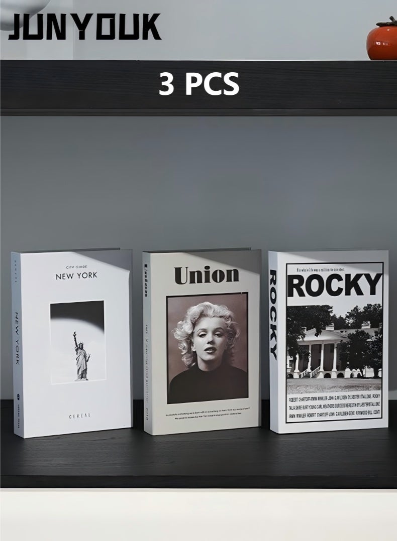 JUNYOUK Decorative Books for Home Decor,Set of 3 Stylish Fake Books of Room Books Decor Aesthetic,for Coffee Table Decor,Living Room, Table, Shelf Decor,Modern Hardcover Stacked Display Books - Image 1