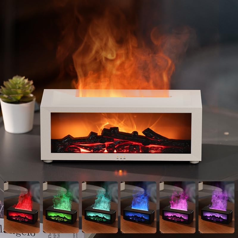 SENMUL Eseential Oil Diffuser, Fireplace Flame Oil Diffuser - Aromatherapy Aroma Humidifier, Upgrade 7 Flame Colors Noiseless 150ml Remote Control - Perfect for Bedroom Home Office (Fireplace Black) - Image 4
