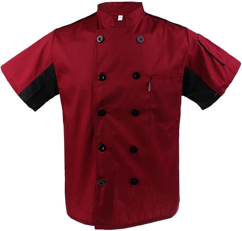 كلاراكو زي عمل موحد للطهاة للرجال والنساء، قميص طبخ قطني بأكمام قصيرة، سترة للطهاة بفتحات تهوية جيدة. - Image 1